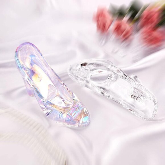 SHOWLOUE Glass Ornament Cinderella Glass Slipper Table Decor for Wedding Party - Picture 5 of 7